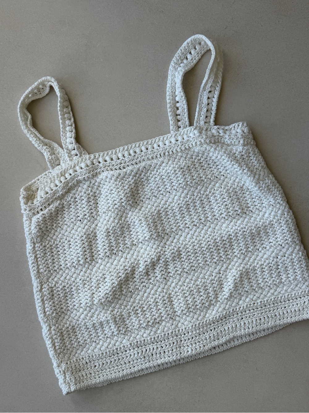 Vince Cream Crochet Bandeau Tank